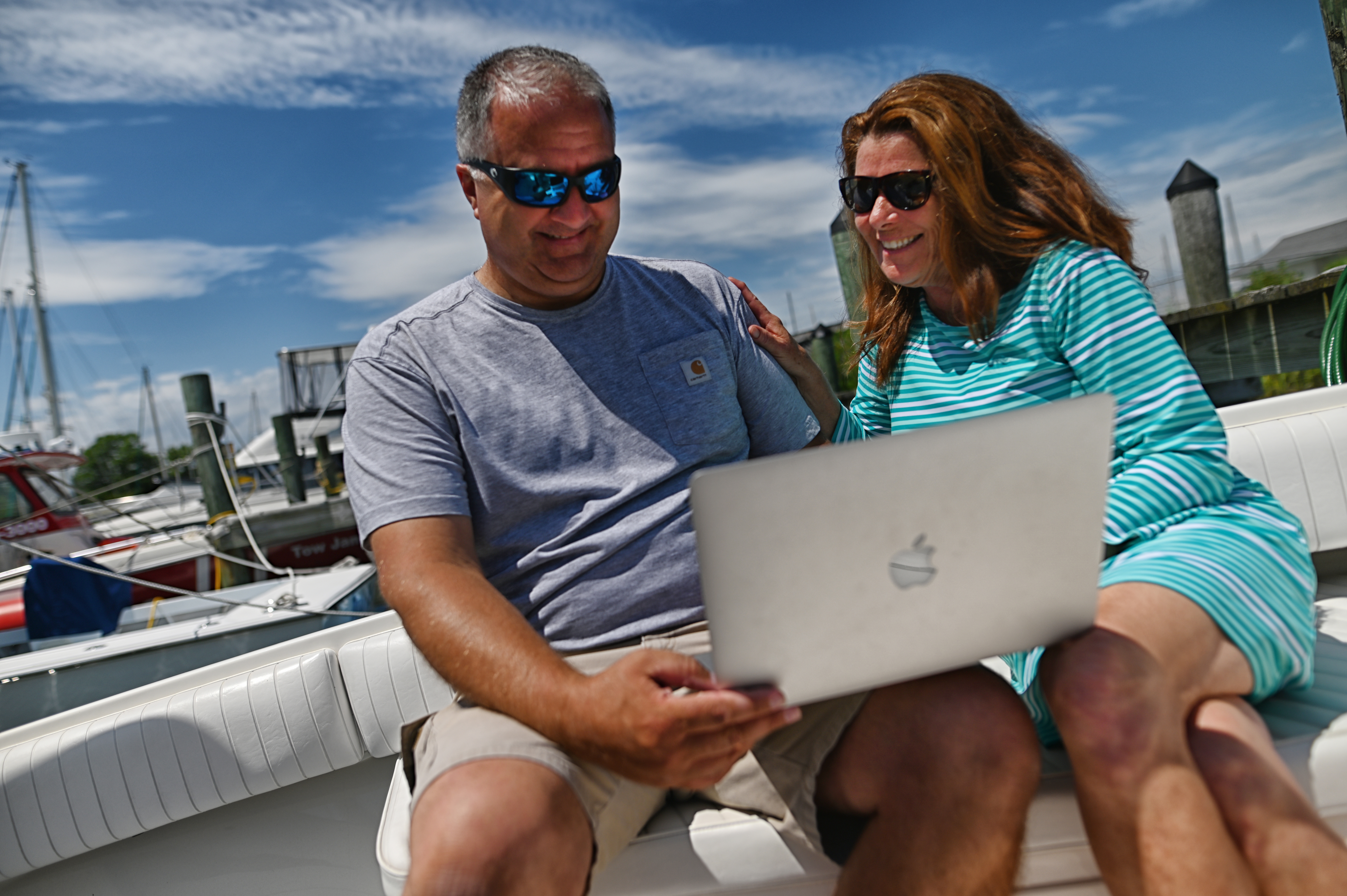 An image of a couple getting their temporary boating certification in Florida  
